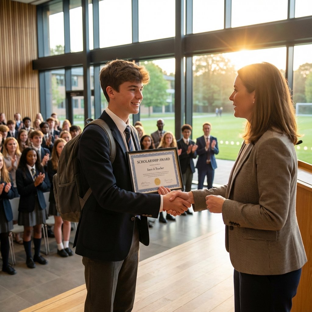 Student receiving an award